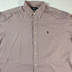 Ralph Lauren Blaire Men's XL Button Down Shirt Long Sleeve Gingham Red Blue Polo